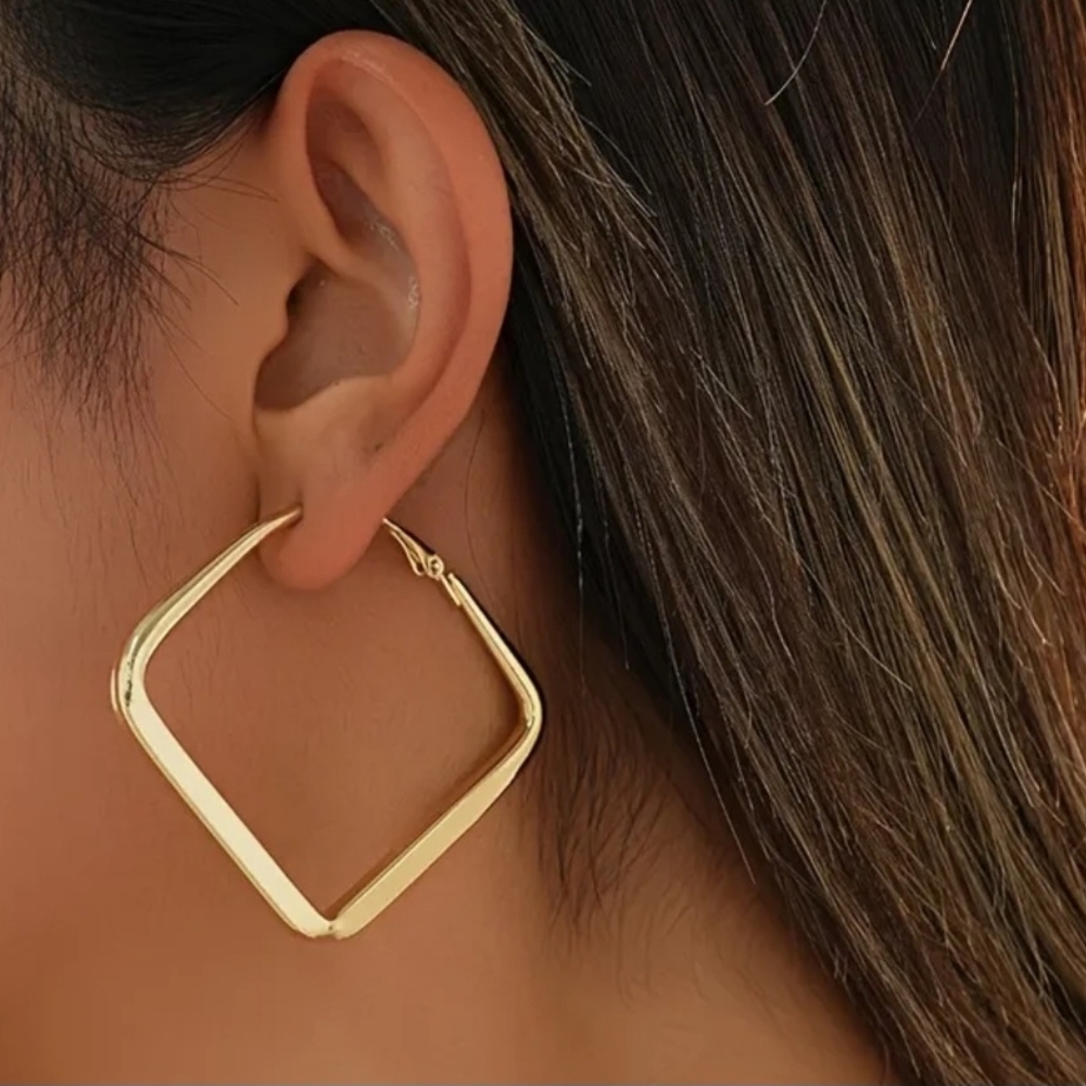 Gold-Tone Square Hoop Earrings